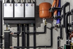 Modern autonomous heating system in the boiler room.